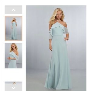 Chiffon Bridesmaids Dress with Flounced Neckline